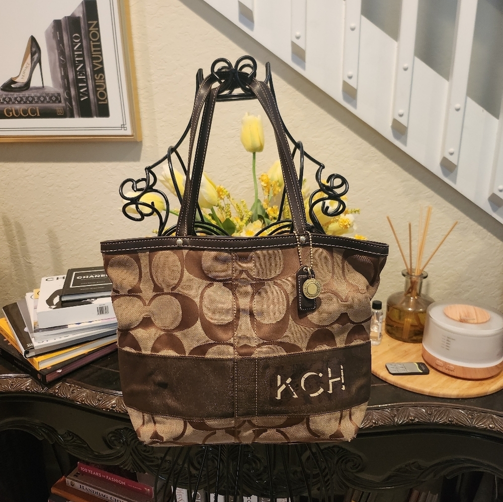 Coach tote purse monogrammed KCH